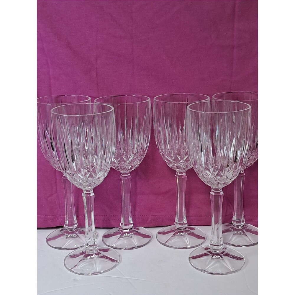 vintage crystal stemware glasses, possibly in the Gorham Ragalta Pattern